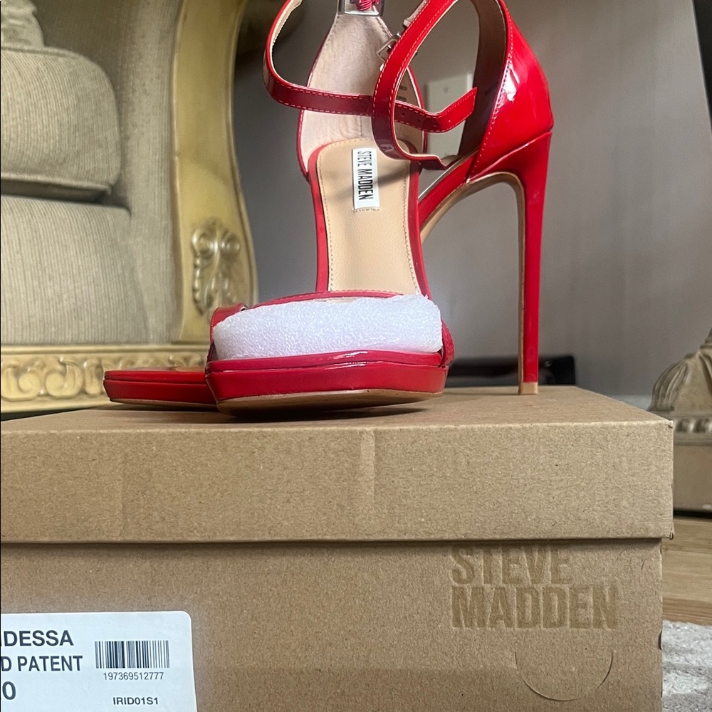 Steve Madden Glossy Red Strappy Heels